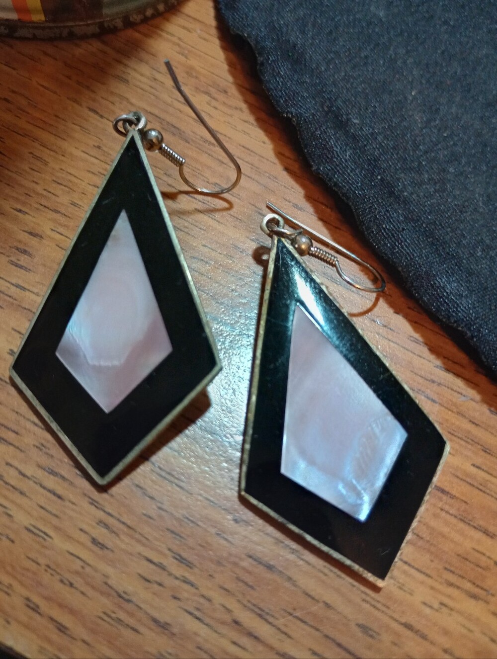 Black and Pink Geometric Drop Earrings - Women Jewelry Marked Hechoen Mexico.